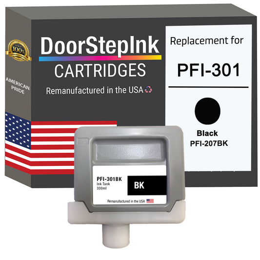 DoorStepInk Remanufactured in the USA Ink Cartridge for Canon PFI-301 330ML Black