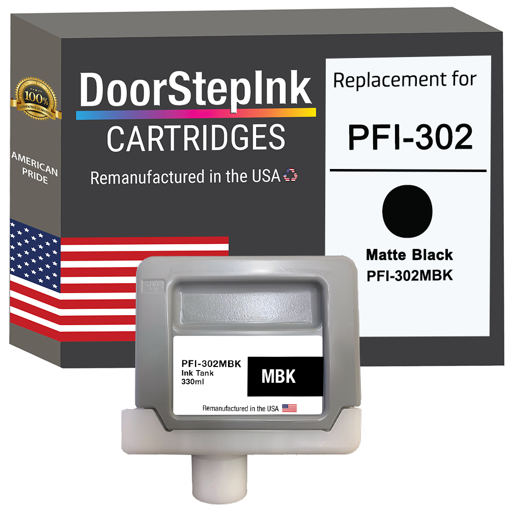 DoorStepInk Remanufactured in the USA Ink Cartridge for Canon PFI-302 330ML Black