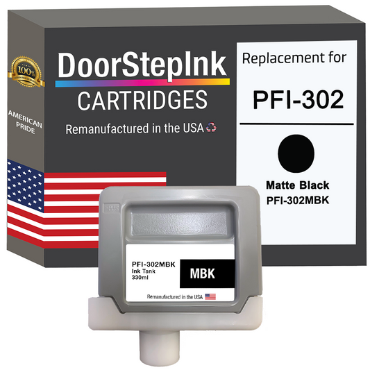 DoorStepInk Remanufactured in the USA Ink Cartridge for Canon PFI-302 330ML Black