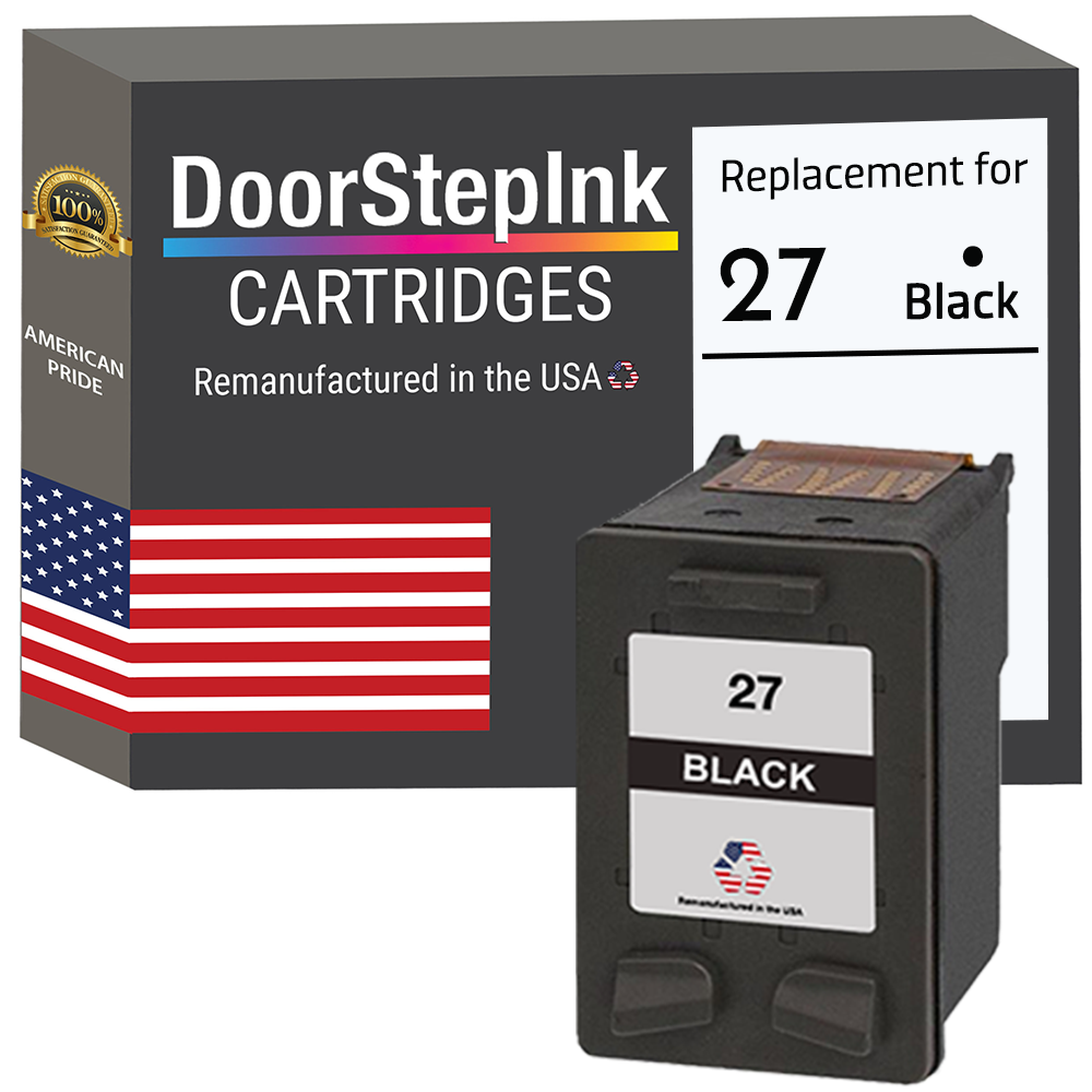 DoorStepInk Remanufactured in the USA Ink Cartridge for 27 C8727AN Black