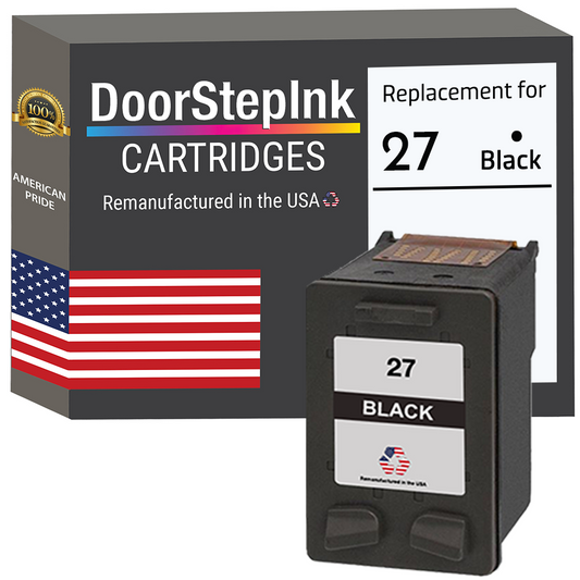 DoorStepInk Remanufactured in the USA Ink Cartridge for 27 C8727AN Black