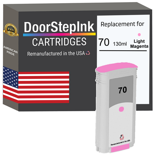 Remanufactured HP 70 130mL Light Magenta Ink Cartridges (C9455A)
