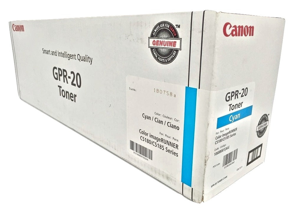 Genuine Canon GPR-20 Cyan Toner Cartridge, 1068B001