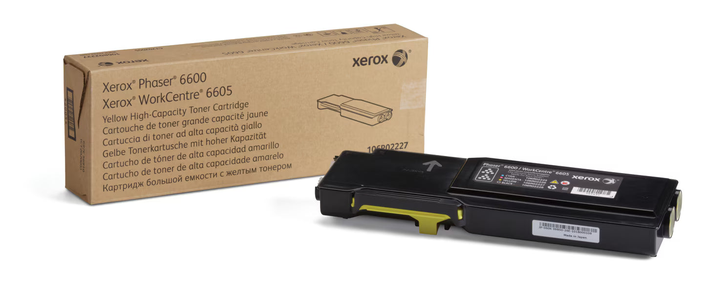Original Xerox Phaser 6600 / WorkCentre 6605 High Yield Yellow Toner Cartridge, 106R02227
