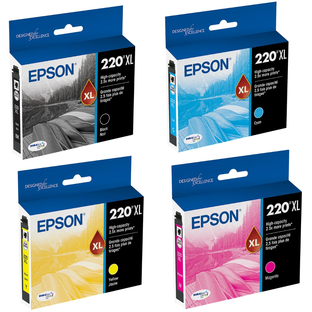 Epson 220XL 4-Pack Ink Cartridges- Black/Cyan/Magenta/Yellow