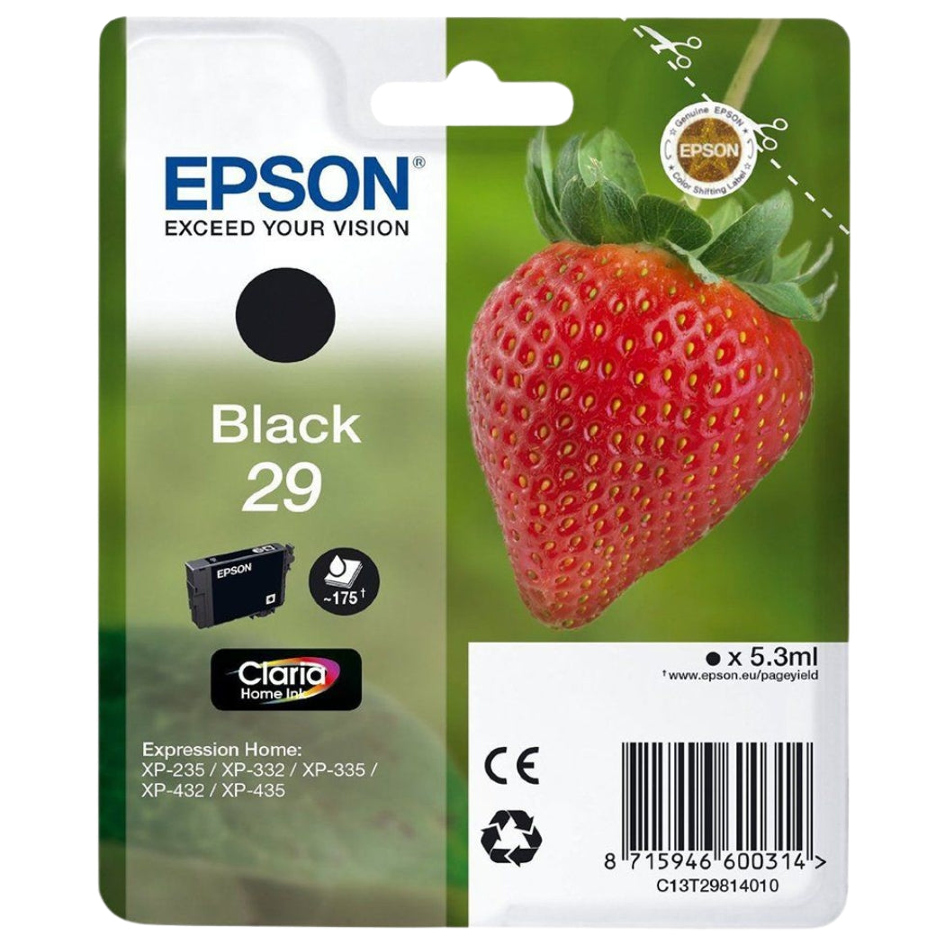 Genuine Epson 29 Black Ink Cartridge, C13T29814010