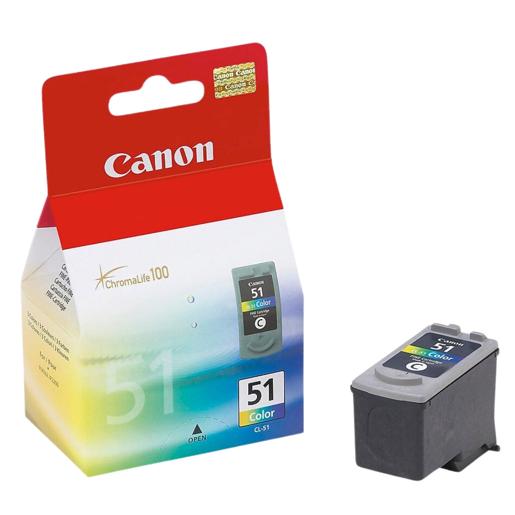 Original Canon CL-51  High Yield Tri-Color Ink Cartridge, 0618B002