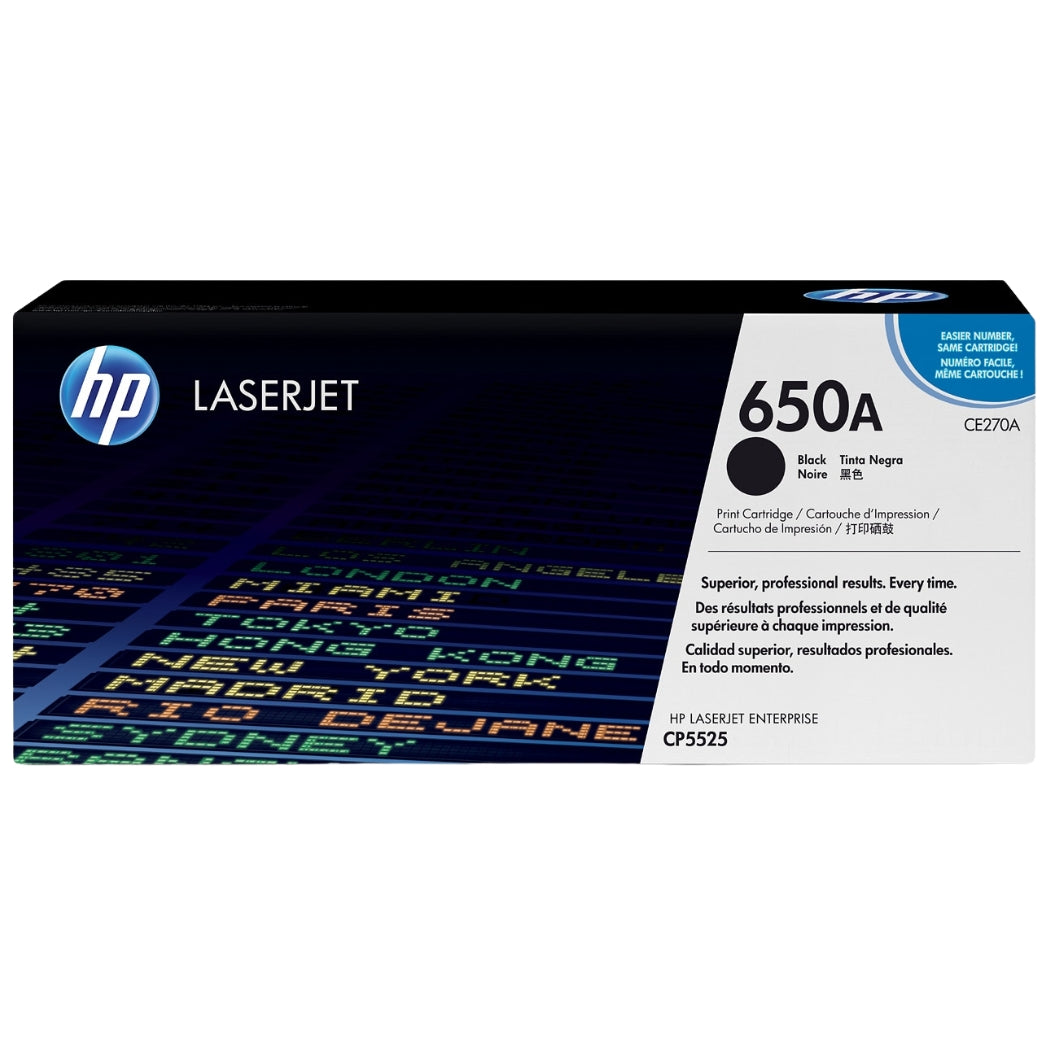 Genuine HP 650A Standard-Yield Black Laser Toner Cartridge, CE270A