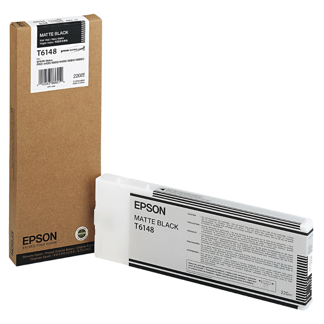 Genuine Epson 220ml Matte Black Inkjet Cartridge, T614800