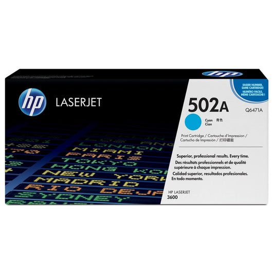 HP 502A Cyan LaserJet Toner Cartridge, Q6471A