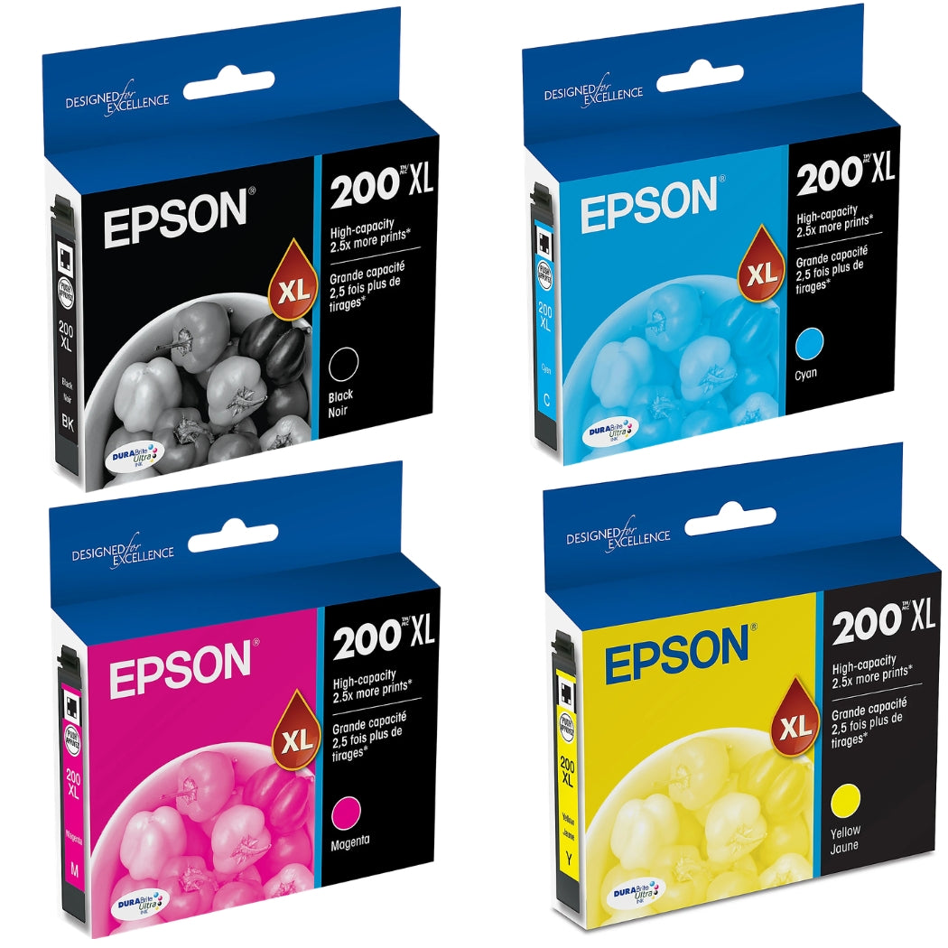 Genuine Epson 200XL Black, Cyan, Magenta & Yellow Ink Cartridge