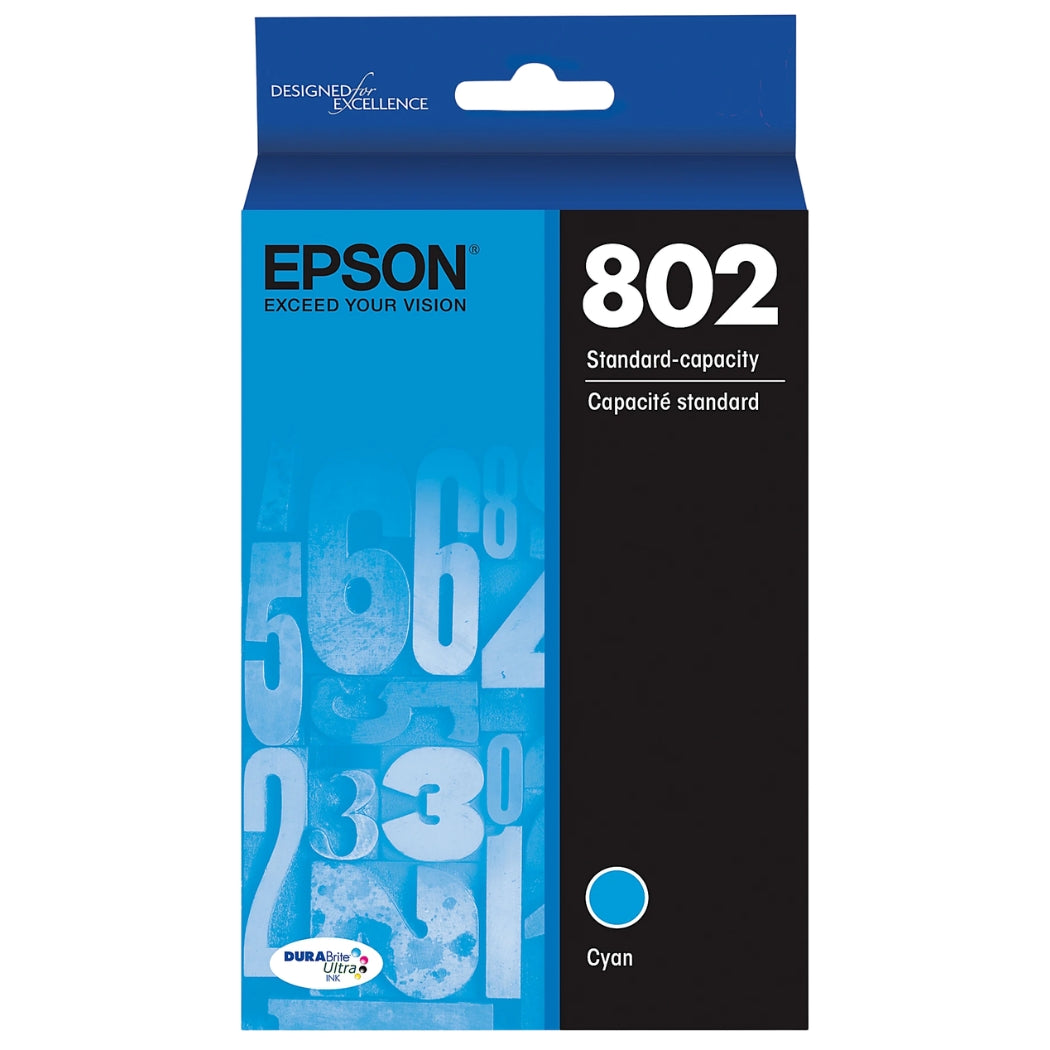 Original Epson T802 Standard Yield Cyan Ink Cartridge,T802220-S