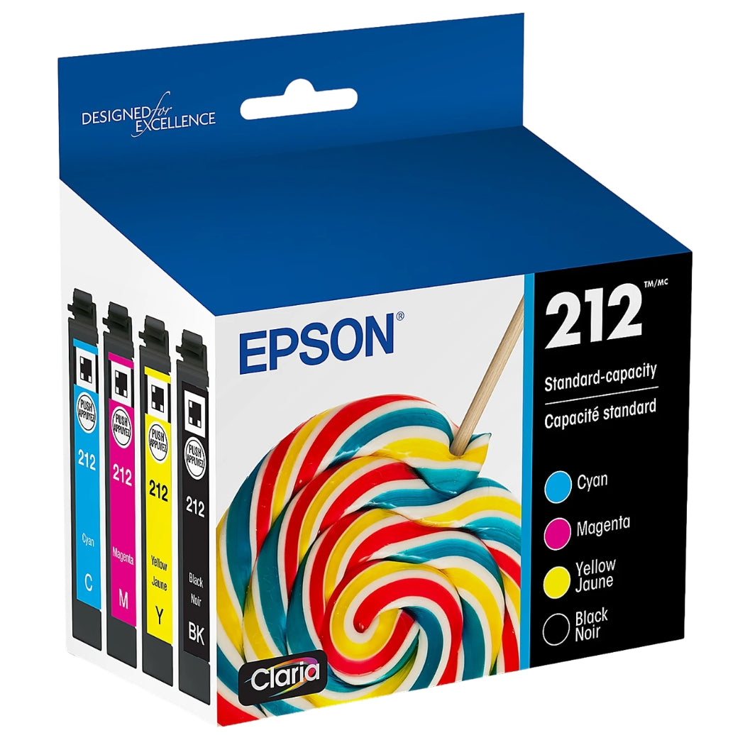 Original Epson 212 Standard Yield Multi-Color (4-Pack) Ink Cartridge, T212520-S