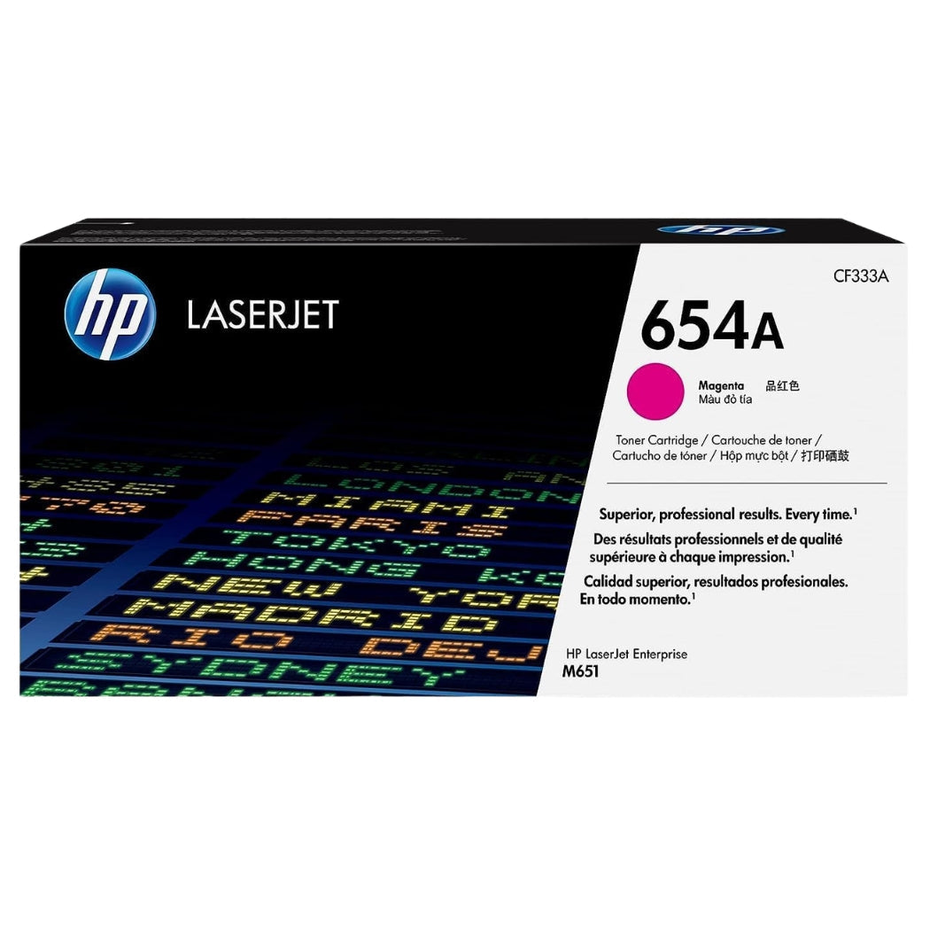 Original HP 654A Magenta LaserJet Toner Cartridge, CF333A