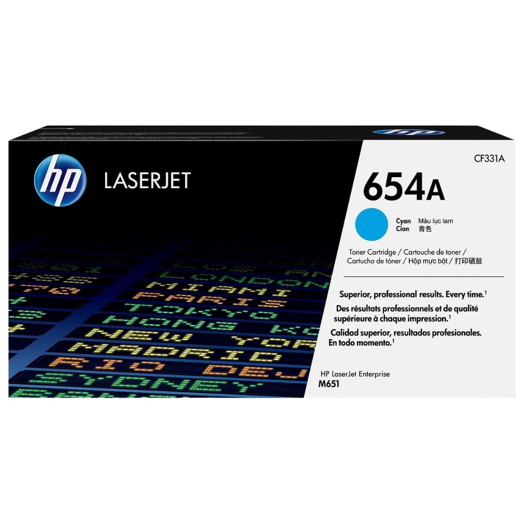 HP 654A Standard Yield Cyan LaserJet Toner Cartridge, CF331A