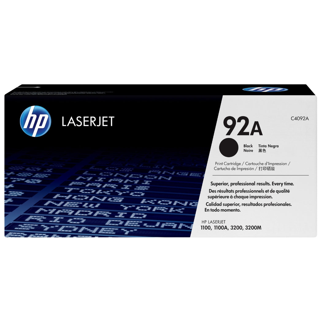 HP 92A Black LaserJet Toner Cartridge, C4092A