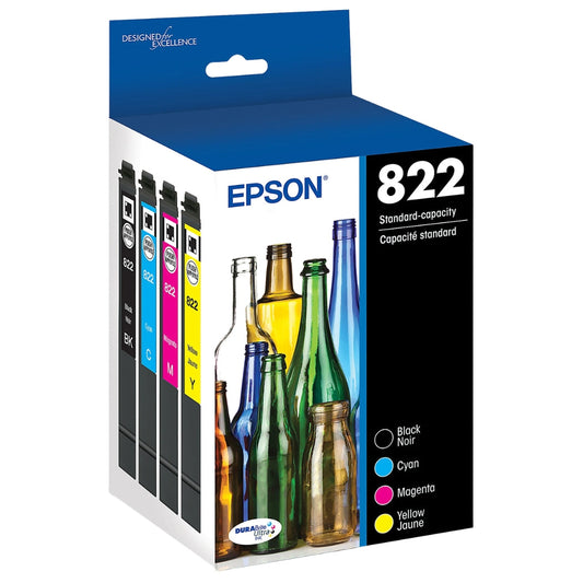 Original Epson 822 Standard Yield Multi-Color (4-Pack) Ink Cartridge, T822120-BCS