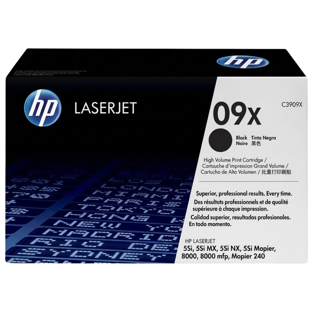 Genuine HP 09X High-Yield Black LaserJet Toner Cartridge, C3909X