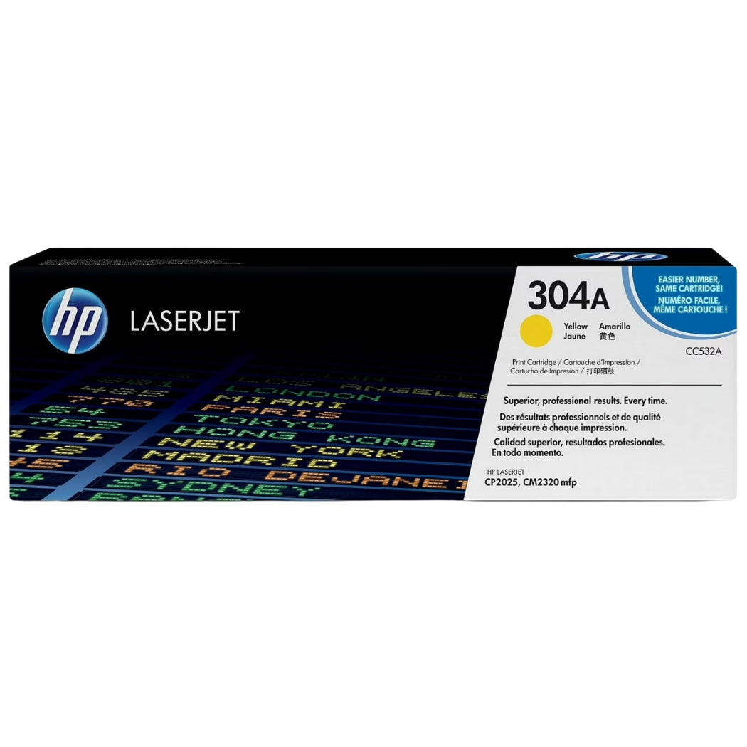 HP 304A High Yield Yellow LaserJet Toner Cartridge, CC532A