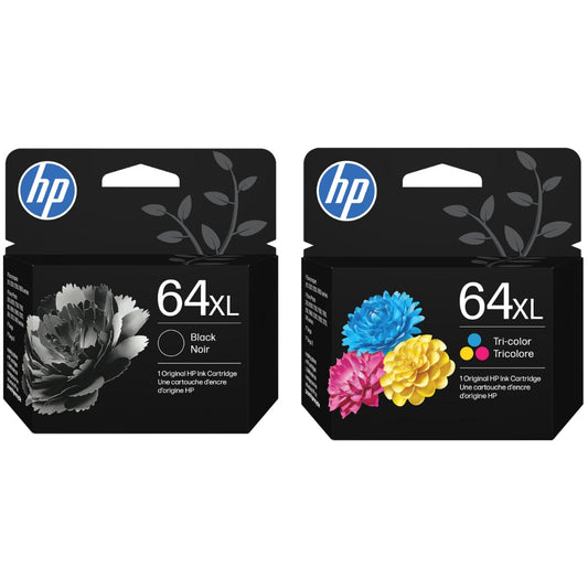 Original HP 64XL Black and Tri-Color Ink Cartridge-2 Pack
