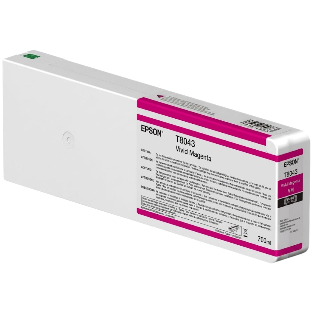 Epson (T8043) 700ml Vivid Magenta UltraChrome Ink Cartridge, T804300