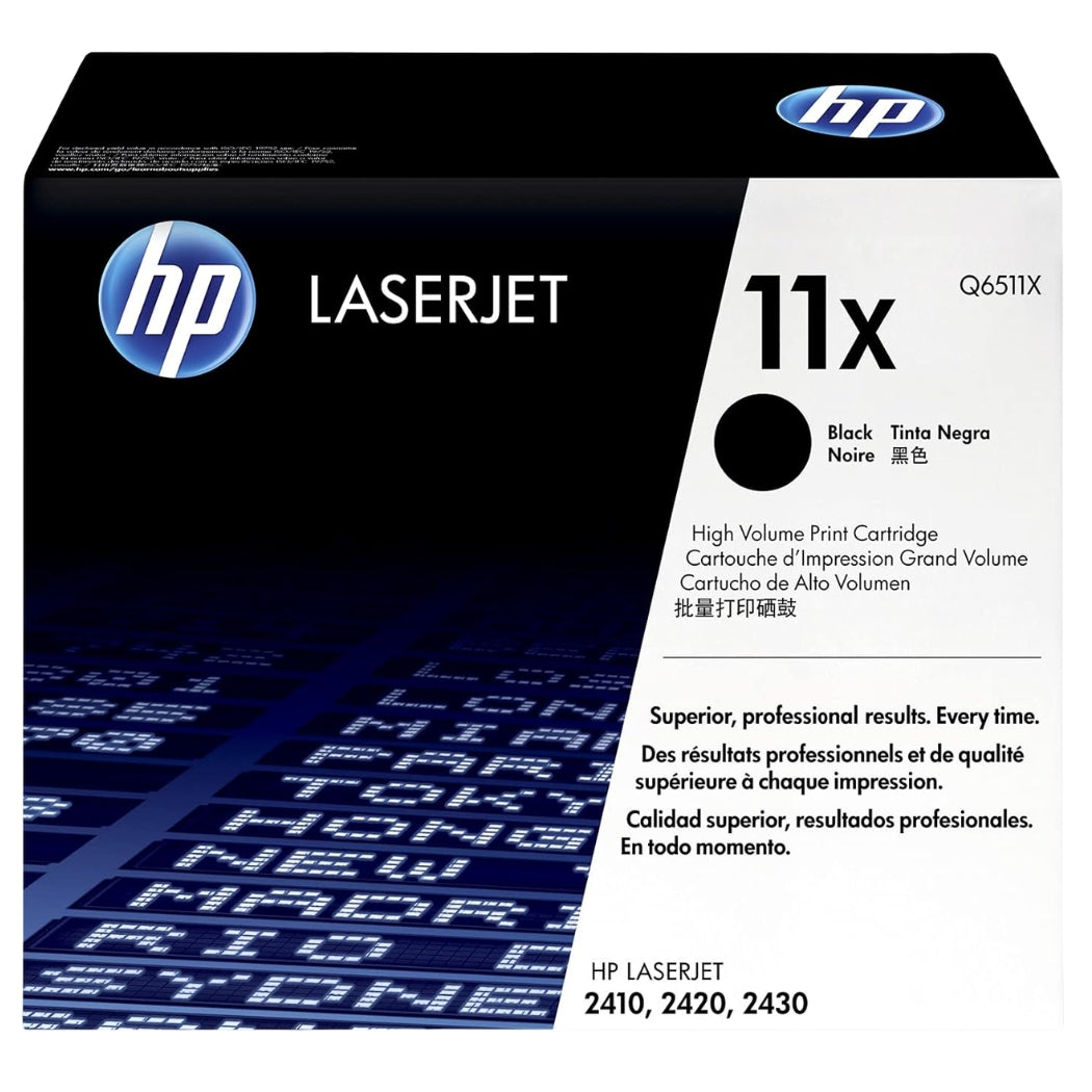 HP 11X High Yield Black Toner Cartridge, Q6511X