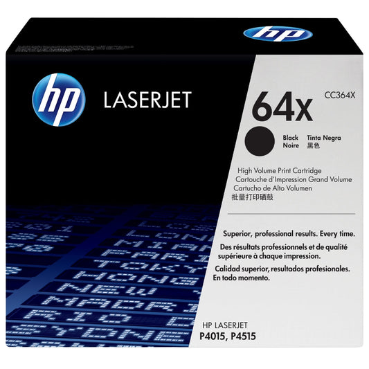 HP 64X High Yield Black LaserJet Toner Cartridge, CC364X