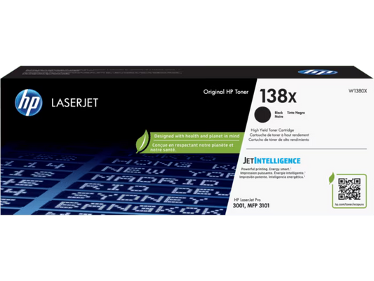 Original HP 138X High Yield Black Toner Cartridge, W1380X 