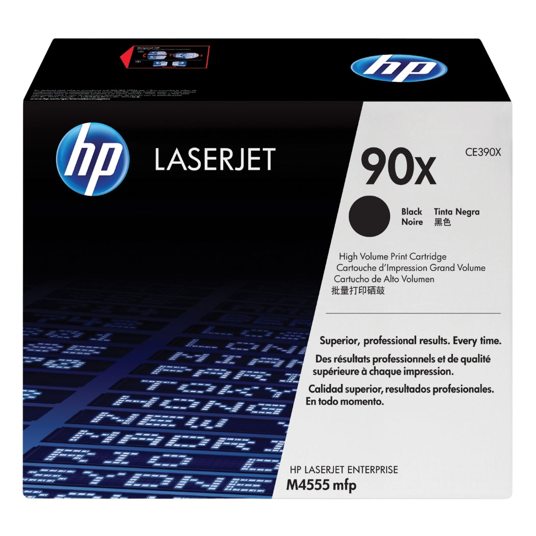 Original HP 90X High-Yield Black Laser Toner Cartridge, CE390X