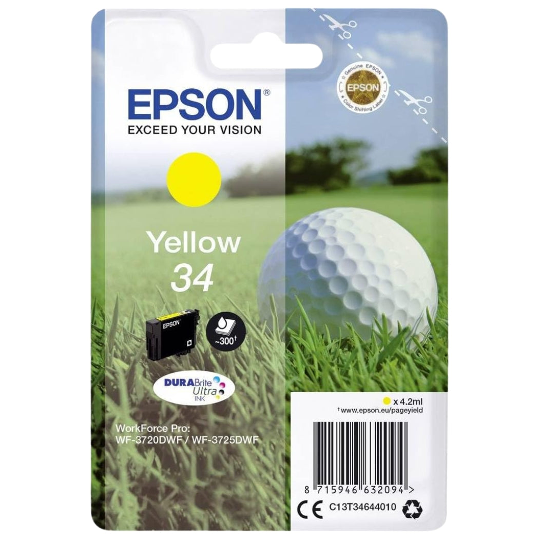 New Genuine Epson 34 (T0344) Yellow Ink Cartridge