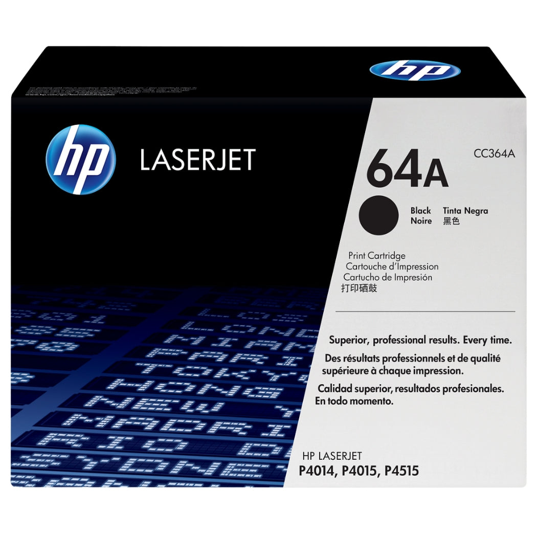 HP 64A Standard Yield Black LaserJet Toner Cartridge, CC364A