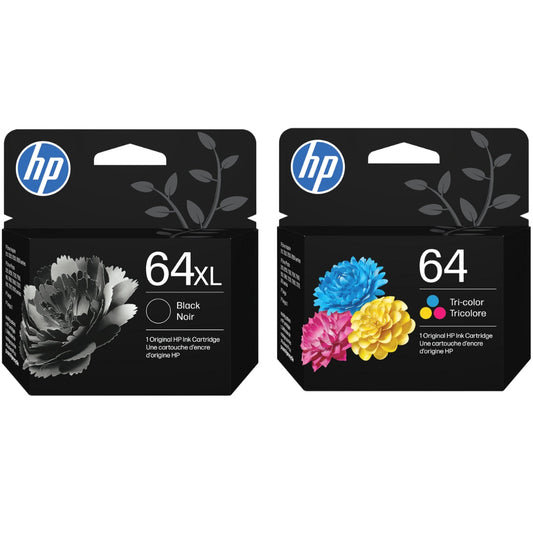 Original HP 64XL Black and 64 Tri-Color Ink Cartridge-2 Pack
