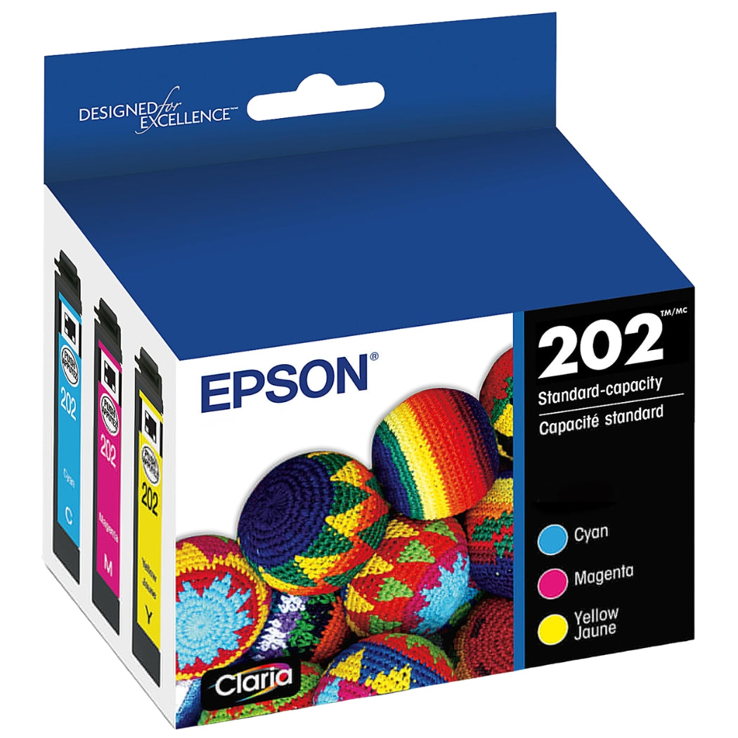 Original Epson 202 Standard Yield Multi-Color (3-Pack) Ink Cartridge, T202520-S