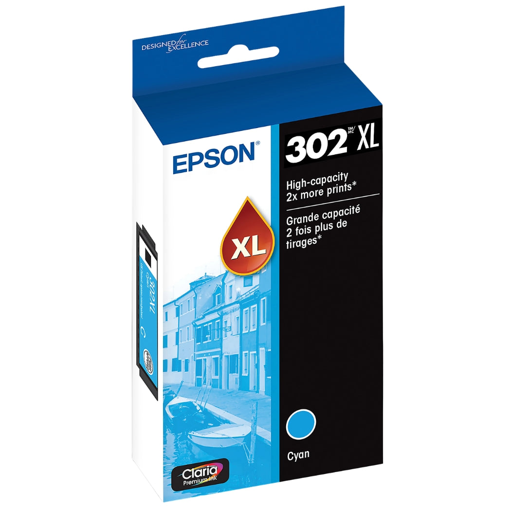 Epson 302XL Claria Premium High-Yield Cyan Ink Cartridge, T302XL220
