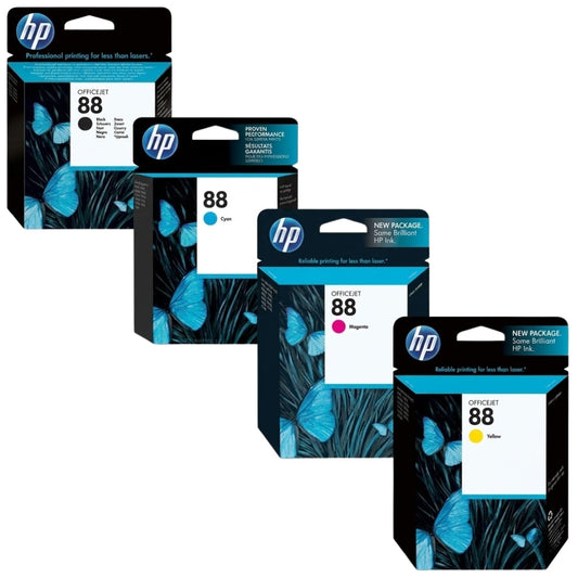HP 88 Black Cyan Magenta Yellow 4PK Ink Cartridges