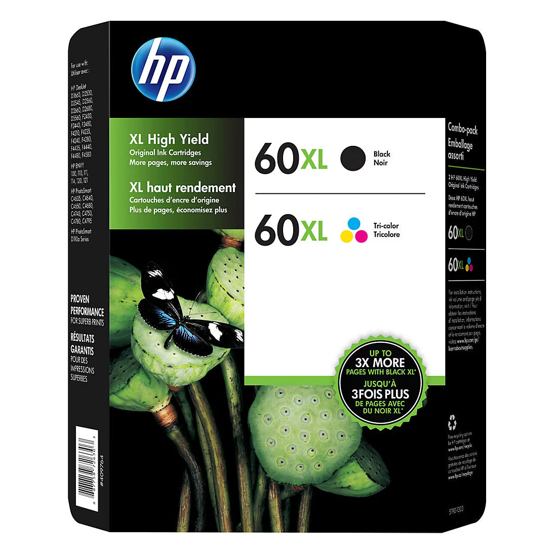 Original HP 60XL High Yield Black & Color Ink Cartridge