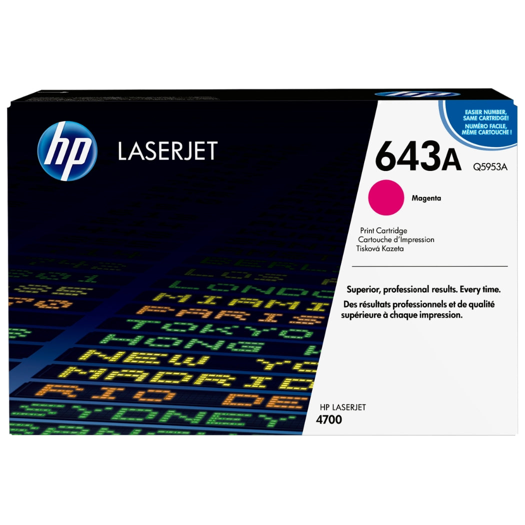
Genuine HP 643A Standard-Yield Magenta Laser Toner Cartridge, Q5953A
