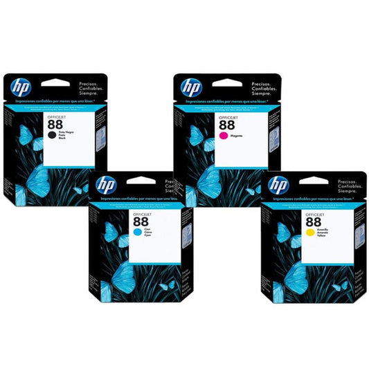 Original HP 88 Black Cyan Magenta Yellow 4PK Ink Cartridges