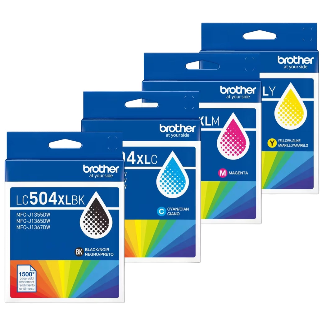 Original Brother LC504XL High Yield Multi-Color (BCMY) Ink Cartridge, 4-Pack