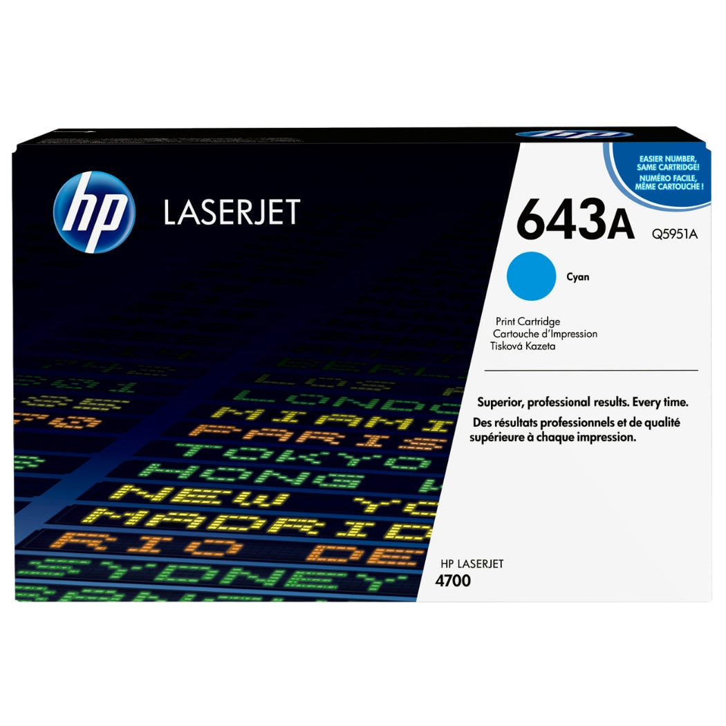 Genuine HP 643A Standard-Yield Cyan Laser Toner Cartridge, Q5951A