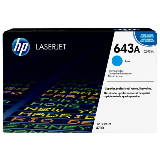 Genuine HP 643A Standard-Yield Cyan Laser Toner Cartridge, Q5951A