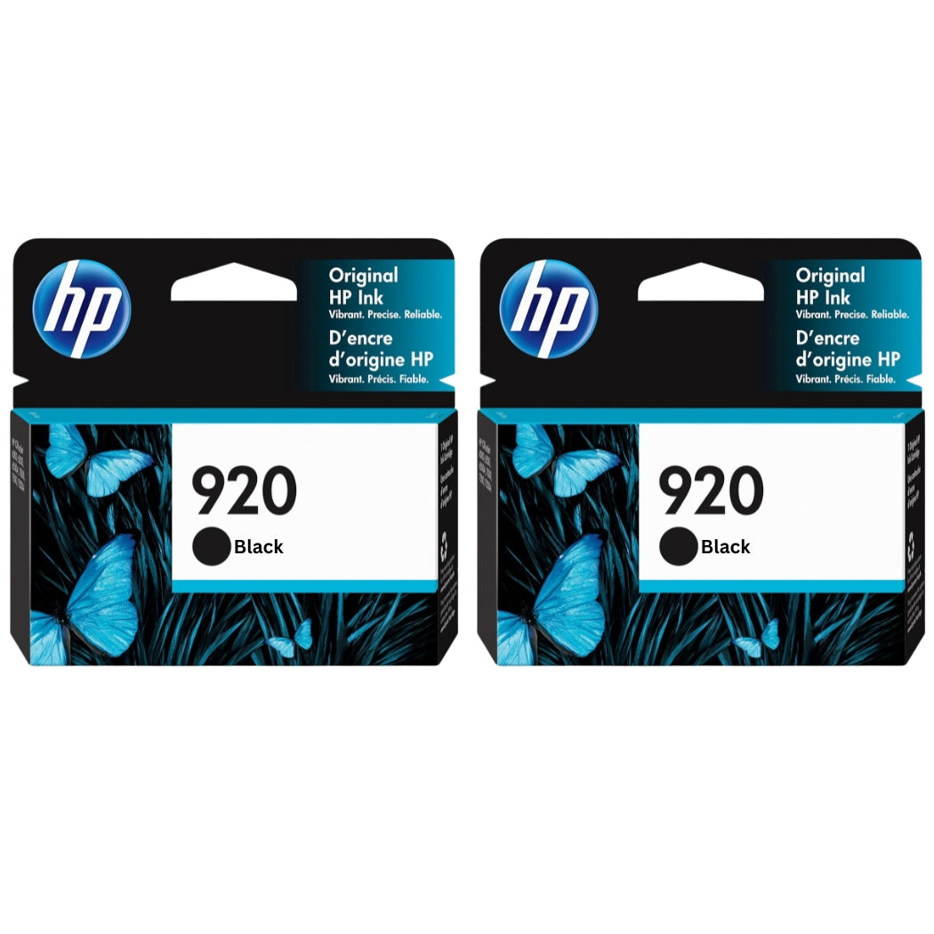 HP Genuine 920 (CD971AN) Black Ink Cartridges- Twin Pack