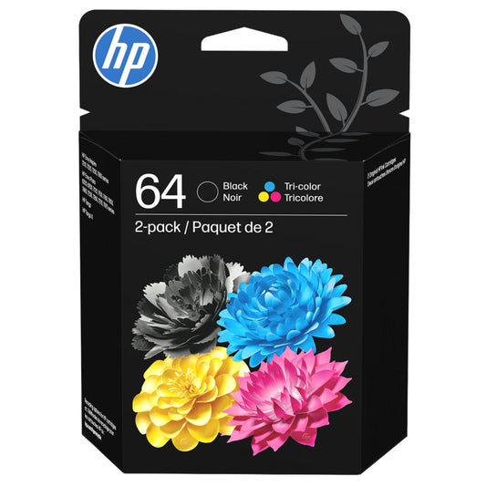 Original HP 64 Black and Tri-Color Ink Cartridge-2 Pack