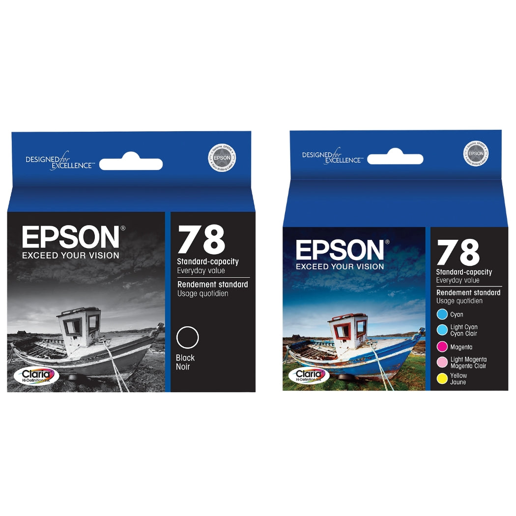 Epson 78 Claria black, Cyan, Light Cyan, Magenta, Light Magenta, Yellow Ink Cartridges, Pack Of 6, T078920