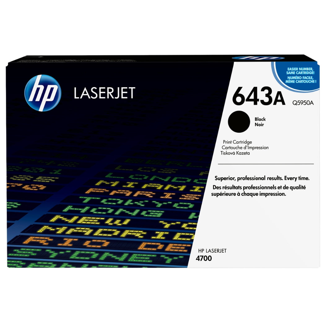 Genuine HP 643A Standard-Yield Black Laser Toner Cartridge, Q5950A
