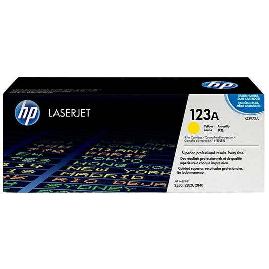 Original HP 123A Yellow LaserJet Toner Cartridge, Q3972A