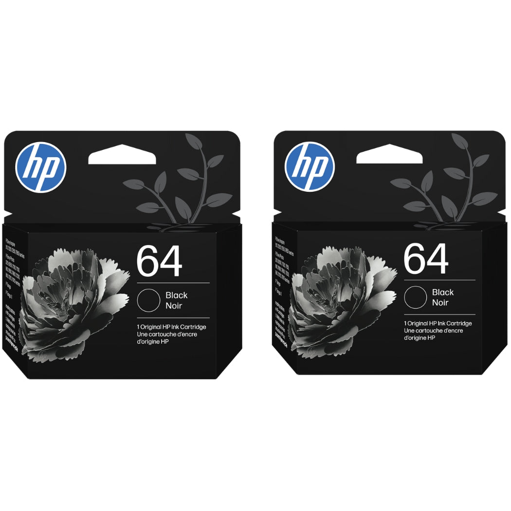 Original HP 64 (N9J90AN) Black Ink Cartridge- 2 Pack
