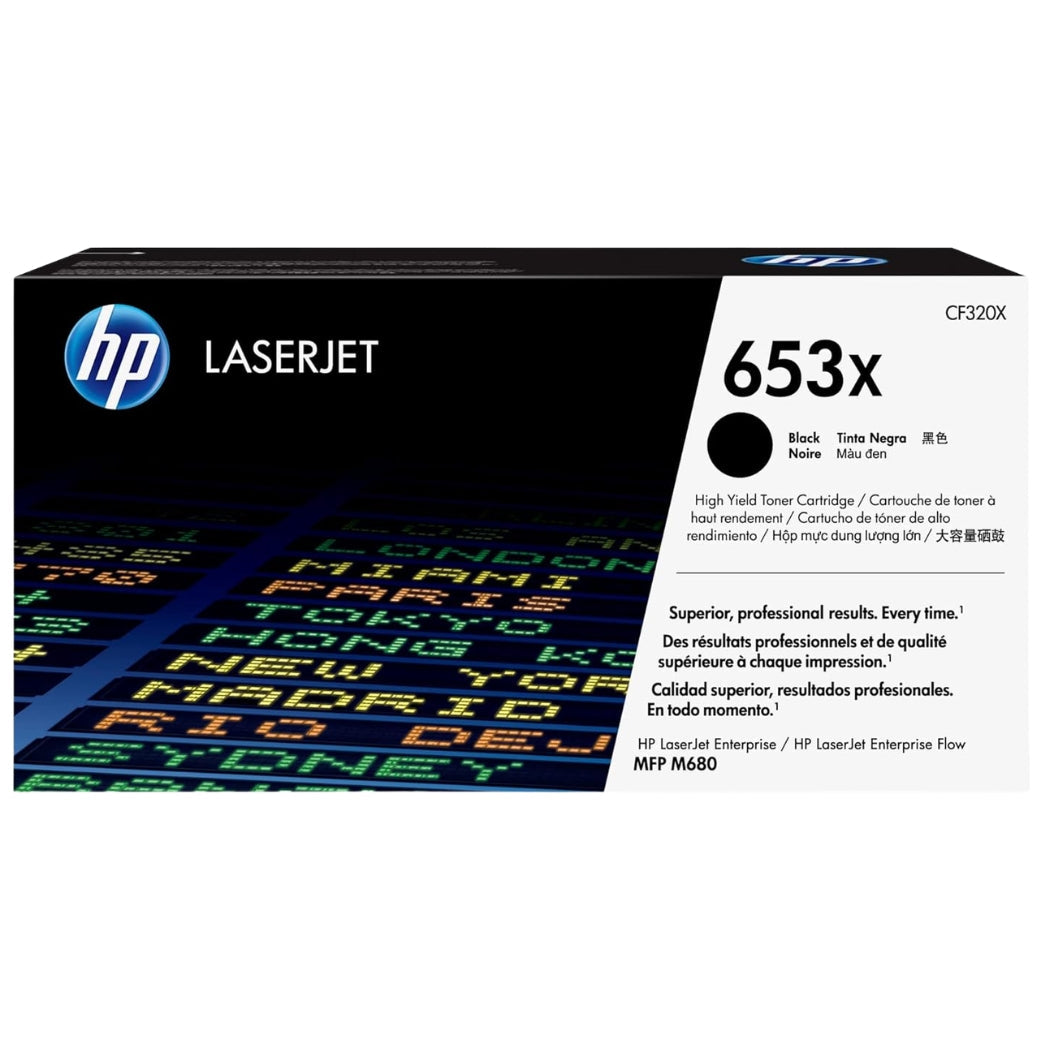 Genuine HP 653X High-Yield Black Laser Toner Cartridge, CF320X