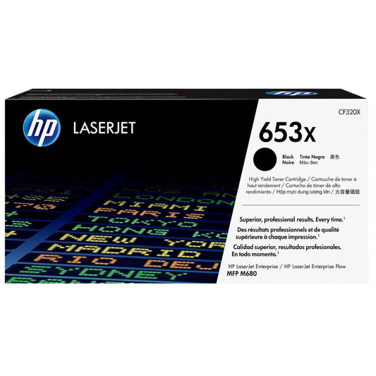 Genuine HP 653X High-Yield Black Laser Toner Cartridge, CF320X