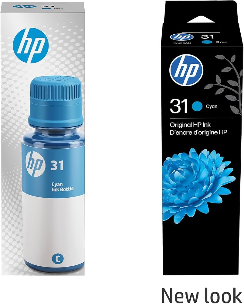 Original HP 31 High Yield Cyan Ink Bottle, 1VU26AN